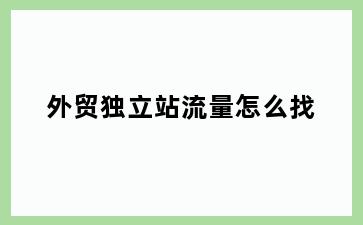 外贸独立站流量怎么找