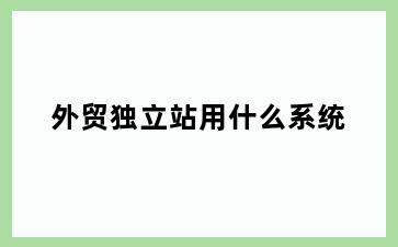 外贸独立站用什么系统