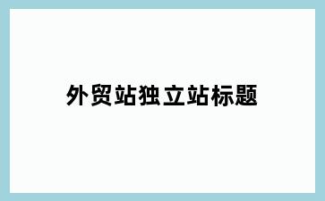 外贸站独立站标题