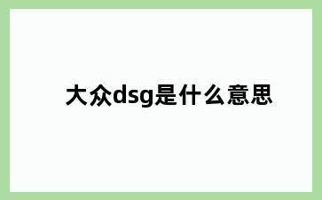 大众dsg是什么意思