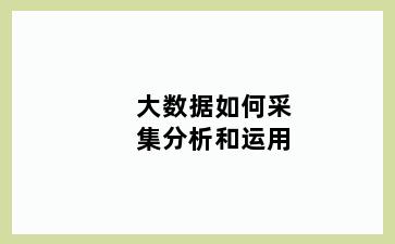 大数据如何采集分析和运用