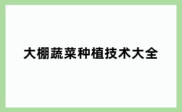 大棚蔬菜种植技术大全