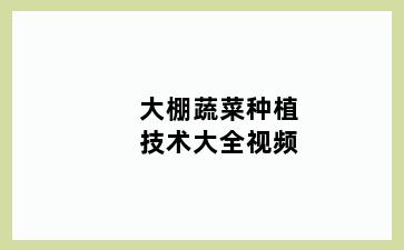大棚蔬菜种植技术大全视频