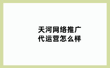 天河网络推广代运营怎么样