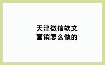 天津微信软文营销怎么做的