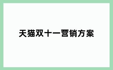 天猫双十一营销方案