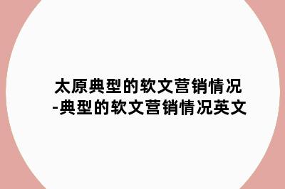 太原典型的软文营销情况-典型的软文营销情况英文