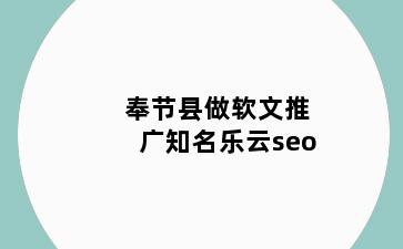 奉节县做软文推广知名乐云seo