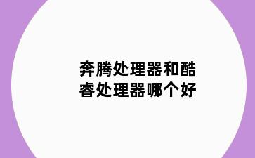 奔腾处理器和酷睿处理器哪个好