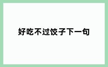 好吃不过饺子下一句