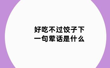 好吃不过饺子下一句荤话是什么