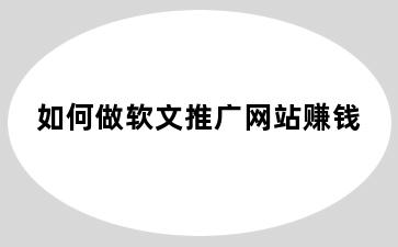 如何做软文推广网站赚钱