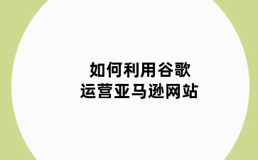 如何利用谷歌运营亚马逊网站