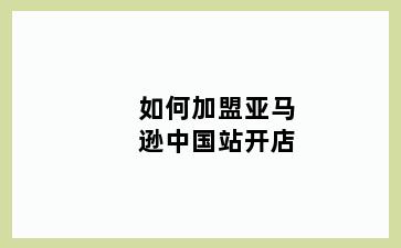 如何加盟亚马逊中国站开店