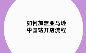 如何加盟亚马逊中国站开店流程