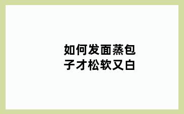 如何发面蒸包子才松软又白