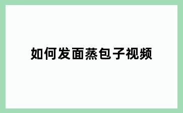 如何发面蒸包子视频