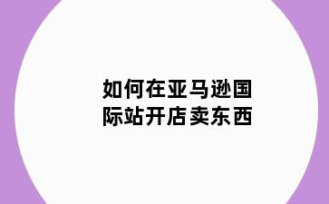 如何在亚马逊国际站开店卖东西
