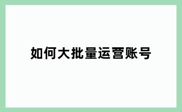 如何大批量运营账号