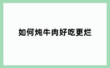 如何炖牛肉好吃更烂