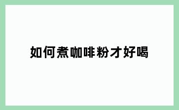 如何煮咖啡粉才好喝