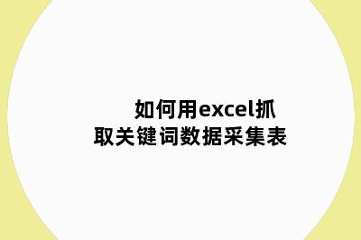 如何用excel抓取关键词数据采集表