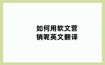 如何用软文营销呢英文翻译