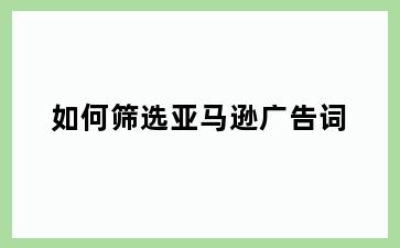 如何筛选亚马逊广告词