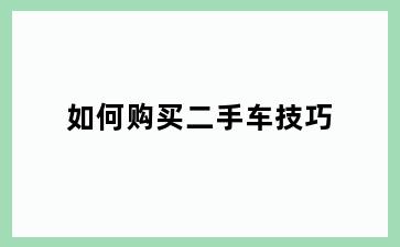 如何购买二手车技巧