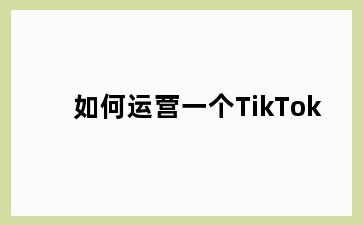 如何运营一个TikTok