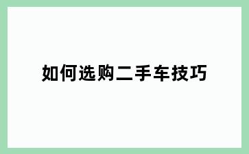 如何选购二手车技巧