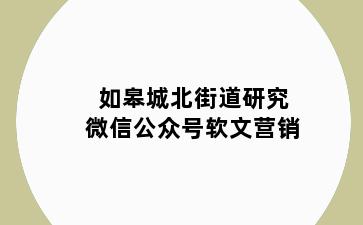 如皋城北街道研究微信公众号软文营销