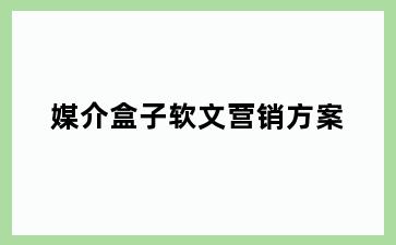 媒介盒子软文营销方案