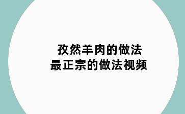 孜然羊肉的做法最正宗的做法视频
