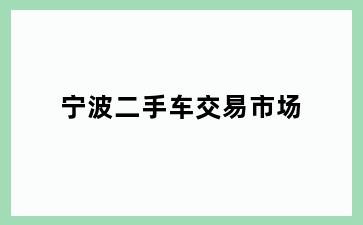 宁波二手车交易市场
