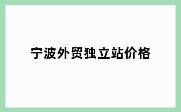 宁波外贸独立站价格