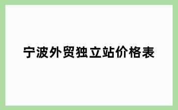 宁波外贸独立站价格表