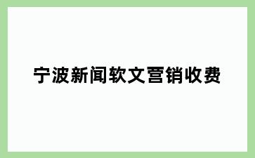 宁波新闻软文营销收费