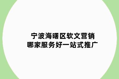 宁波海曙区软文营销哪家服务好一站式推广
