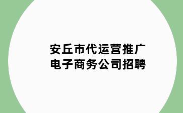 安丘市代运营推广电子商务公司招聘