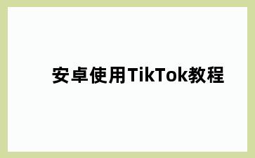 安卓使用TikTok教程