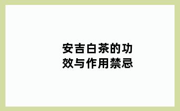 安吉白茶的功效与作用禁忌