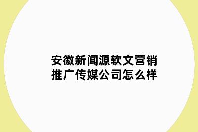 安徽新闻源软文营销推广传媒公司怎么样