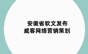 安徽省软文发布威客网络营销策划
