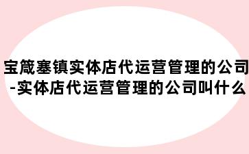 宝箴塞镇实体店代运营管理的公司-实体店代运营管理的公司叫什么