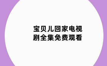 宝贝儿回家电视剧全集免费观看