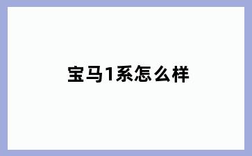 宝马1系怎么样