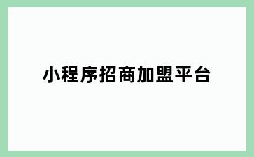 小程序招商加盟平台