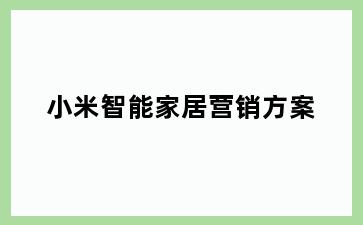 小米智能家居营销方案
