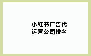 小红书广告代运营公司排名